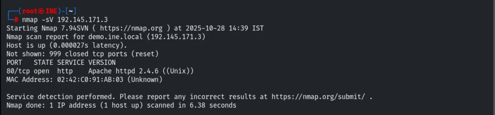 Nmap service scan