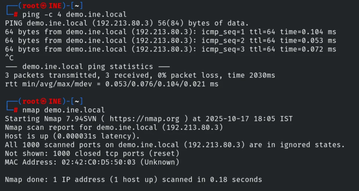 Ping and default Nmap scan
