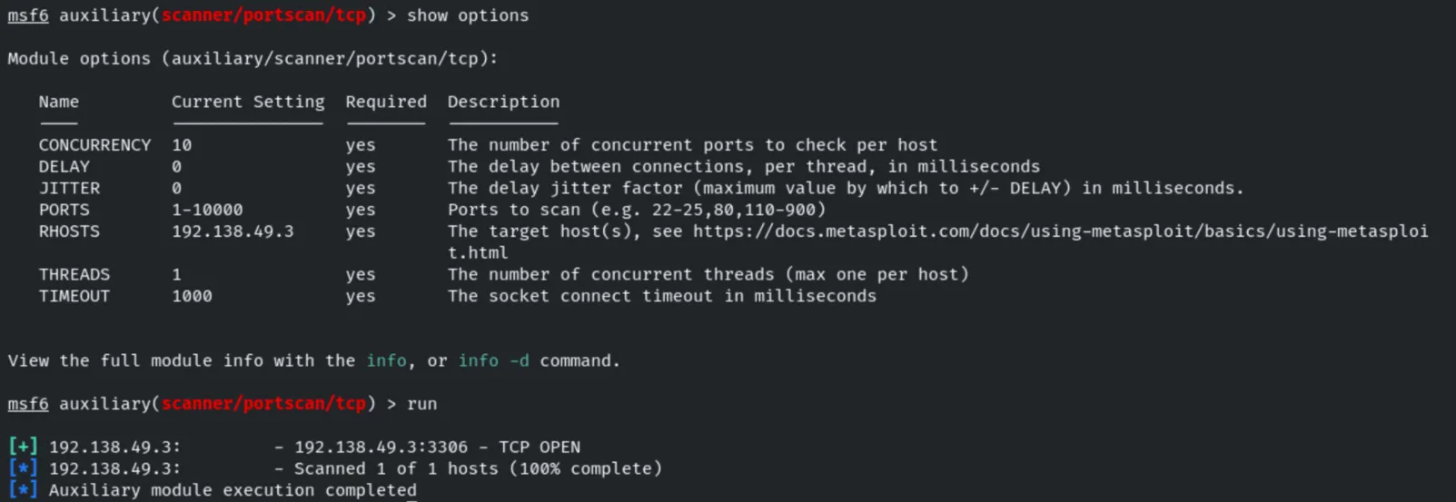 TCP portscan - port 3306 open