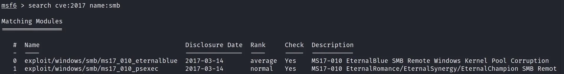 Searching SMB exploits for CVE-2017