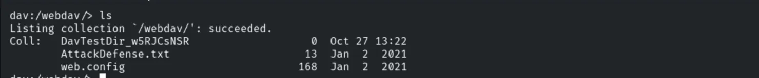 Listing the WebDAV collection