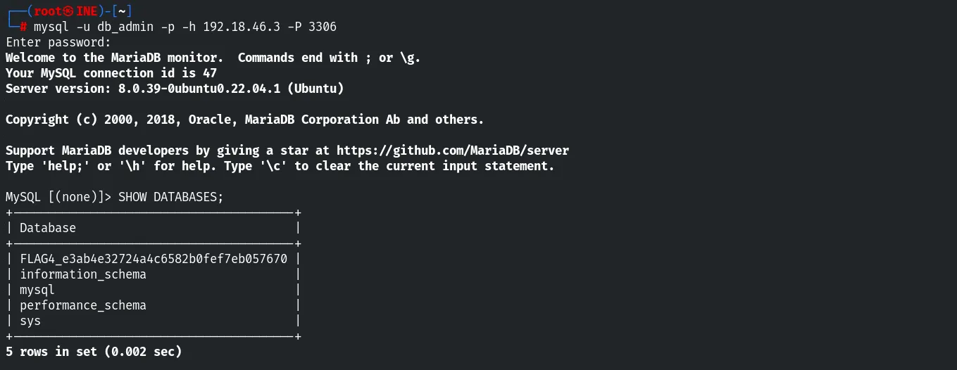MySQL access and Flag 4