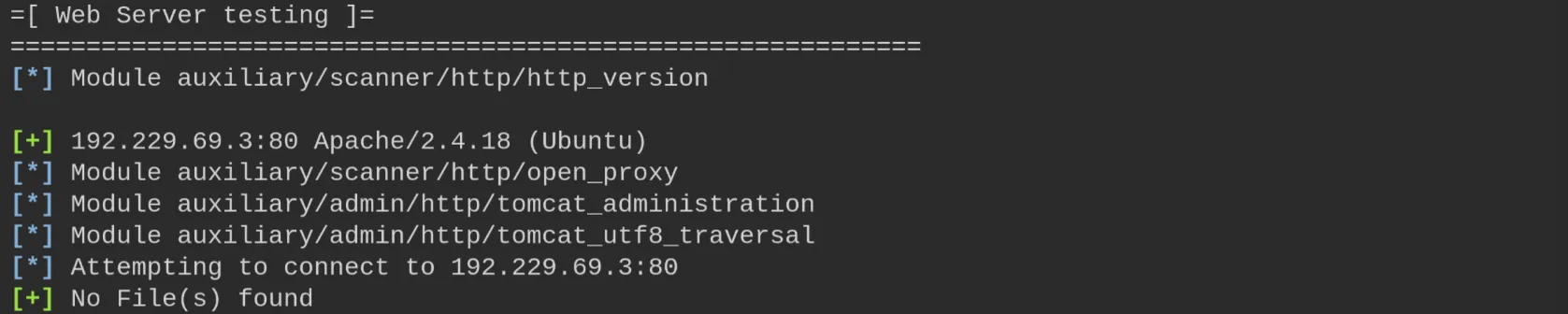 Web Server testing results