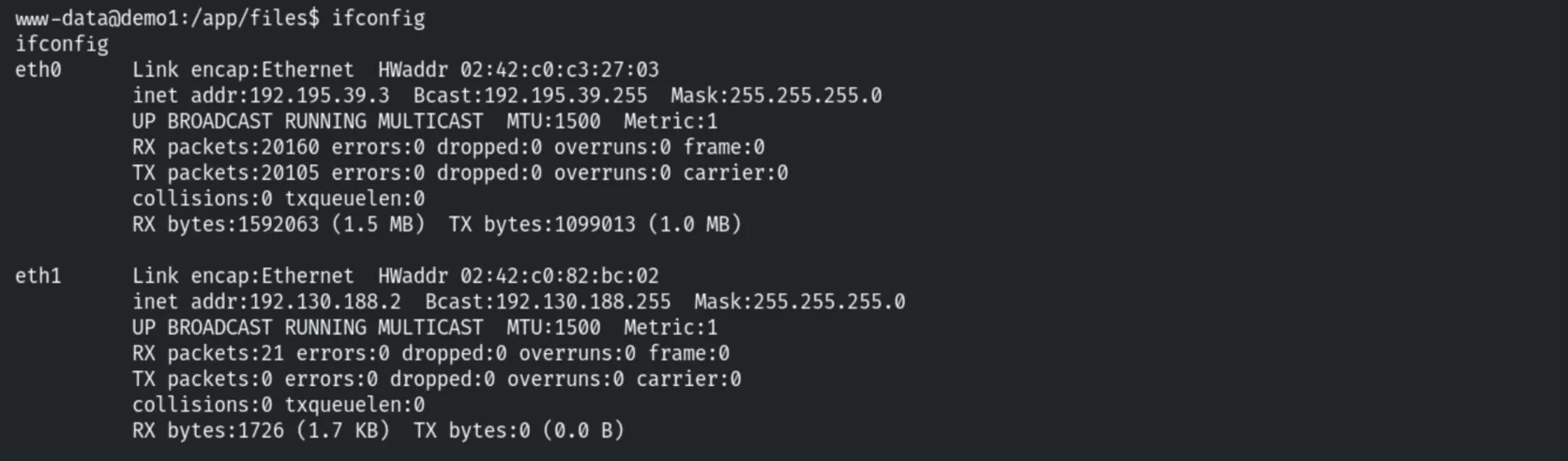 ifconfig - second network interface