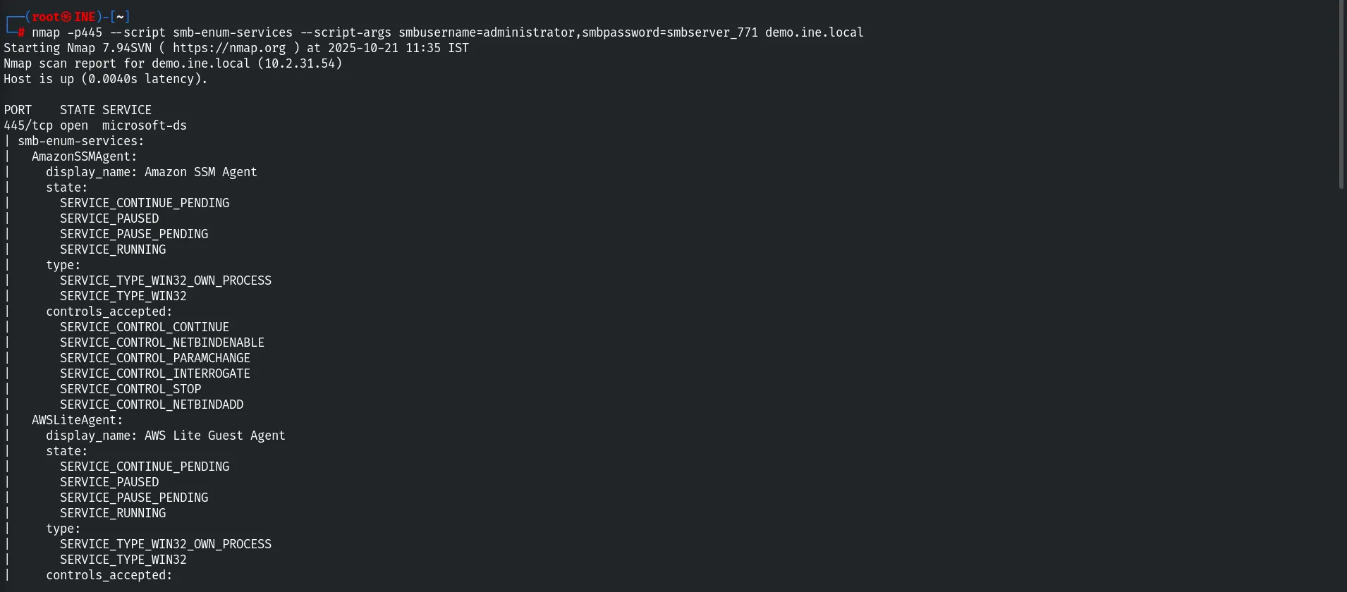 smb-enum-services script