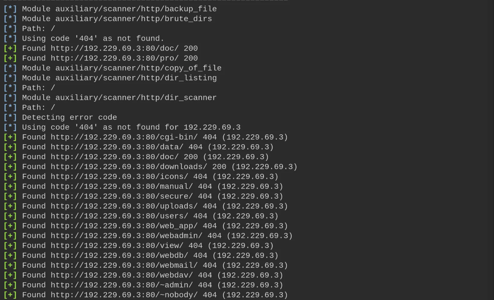 Directory scanning results