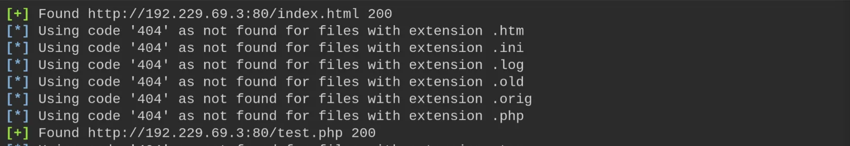index.html and test.php found
