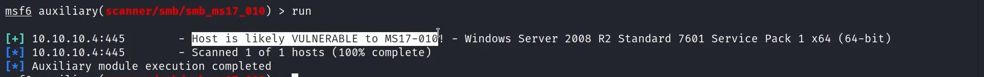 smb_ms17_010 - target vulnerable
