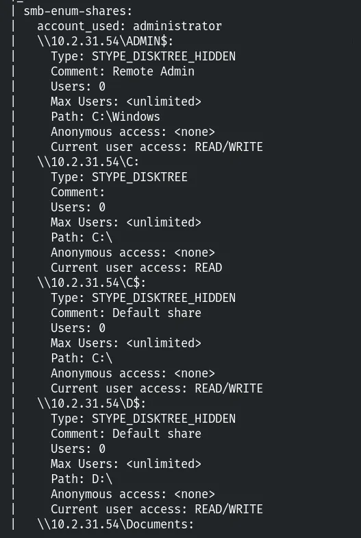 smb-enum-shares (authenticated) - share paths and access