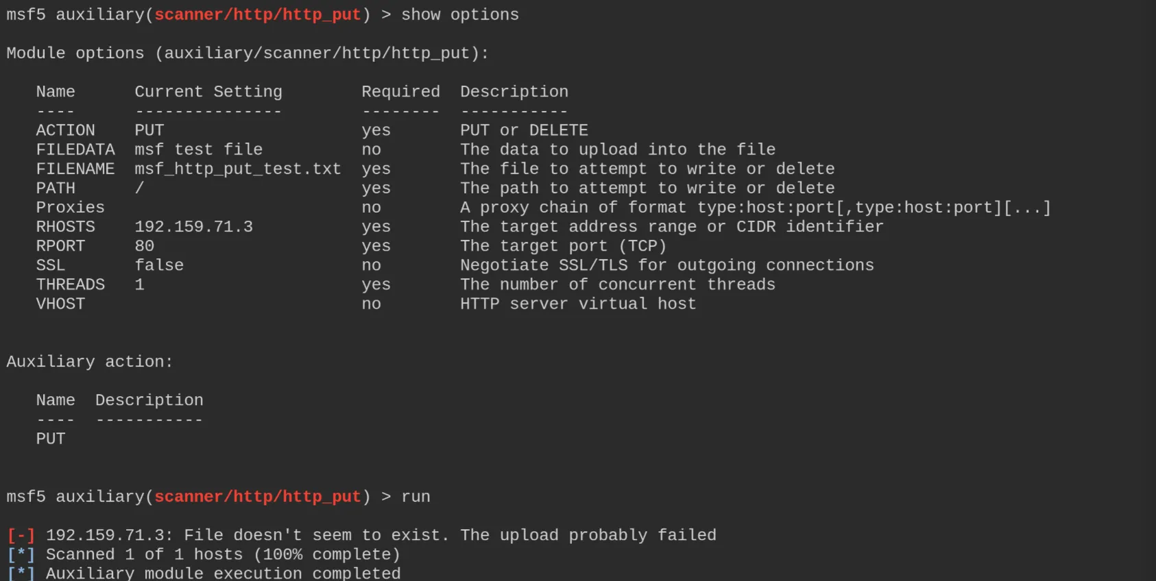 http_put on / - upload failed