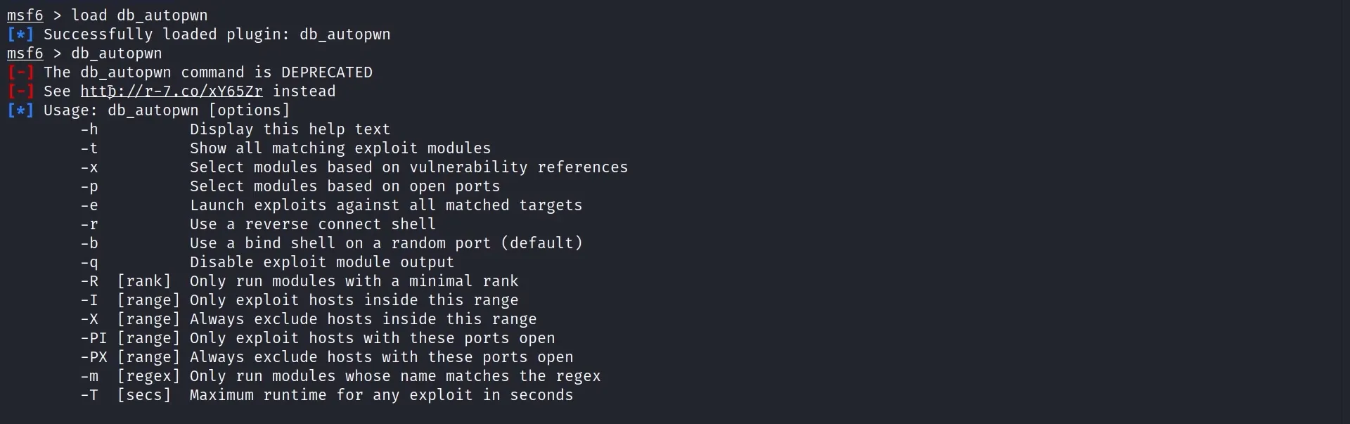 Loading the db_autopwn plugin