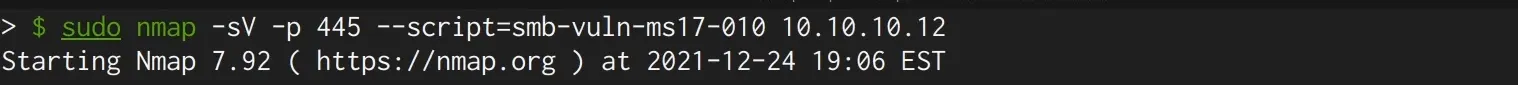 Running the smb-vuln-ms17-010 script