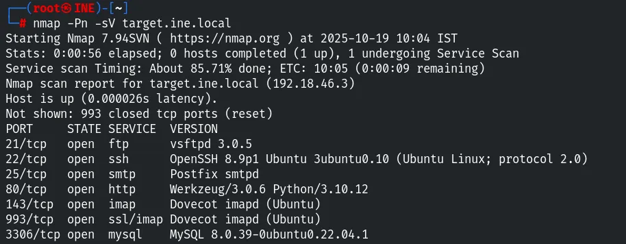 Nmap version scan