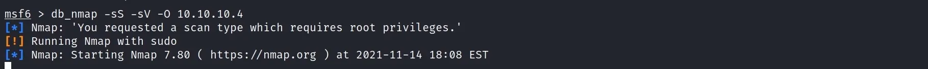 db_nmap service scan