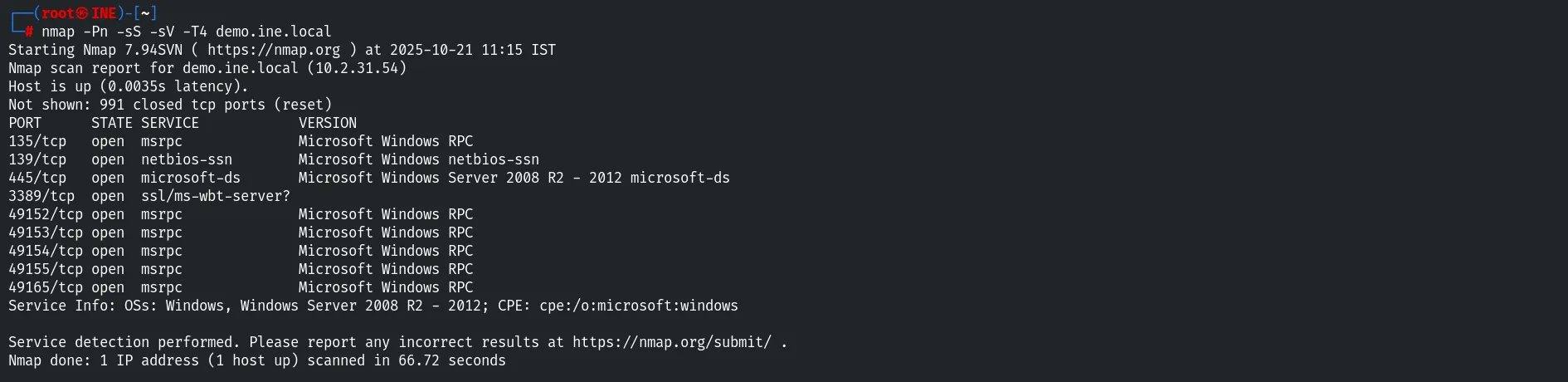 Nmap service scan