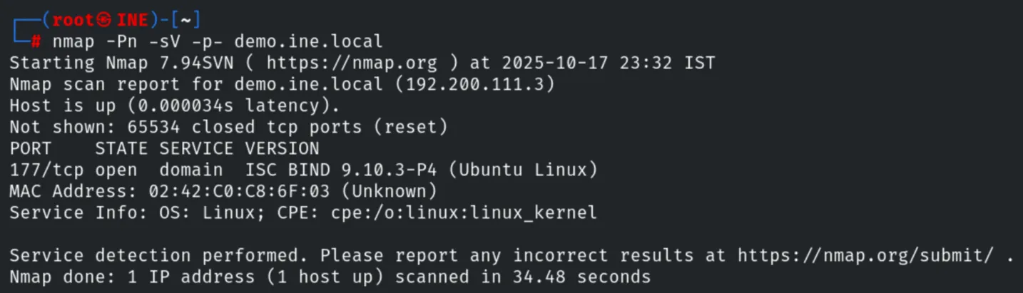 TCP version scan - Bind DNS on port 177