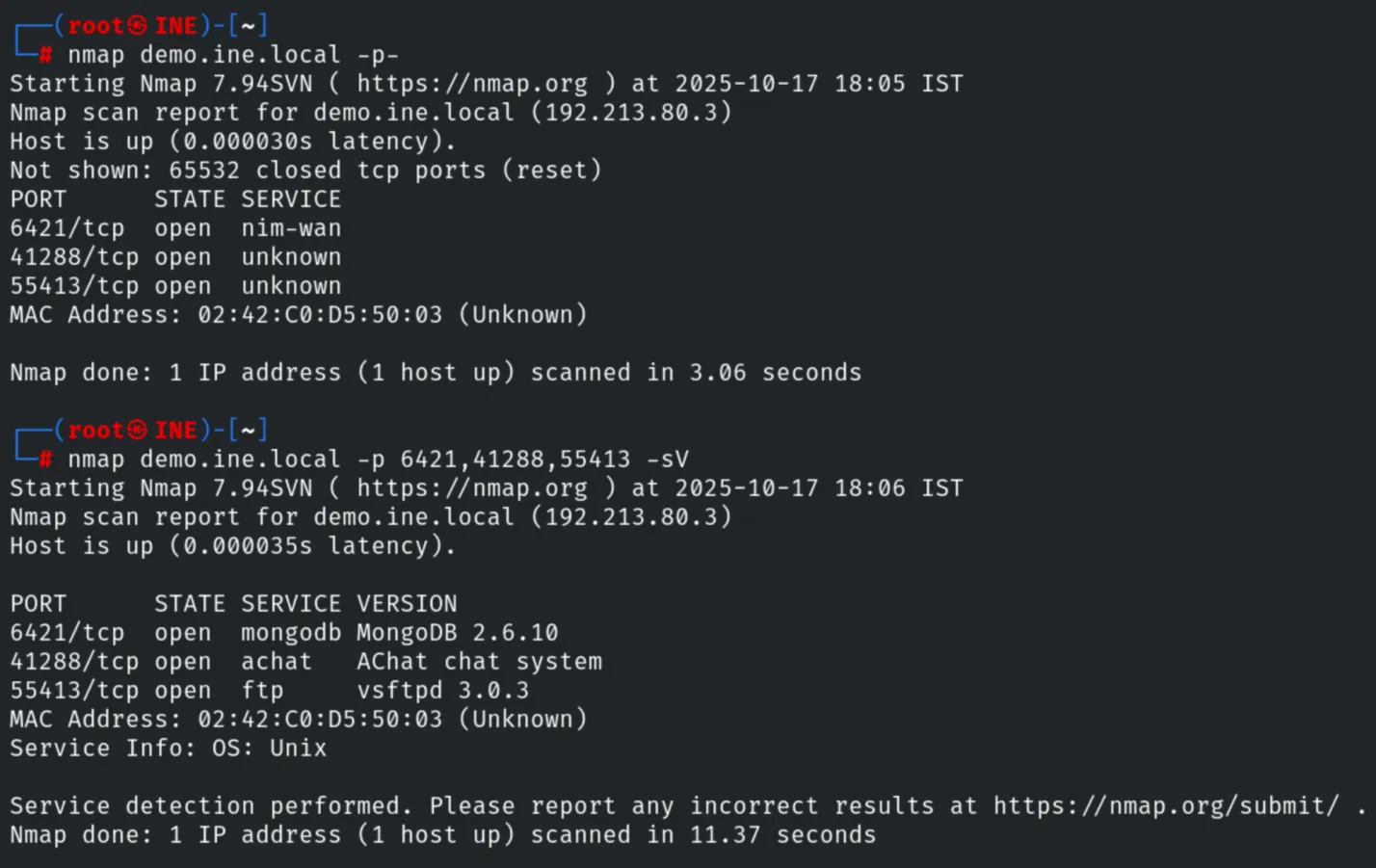 Full port scan and version detection