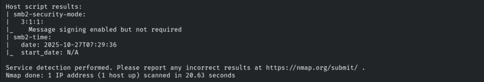 Nmap host script results