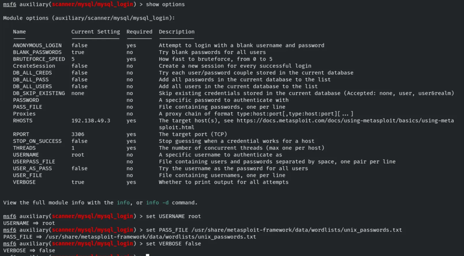 mysql_login module options