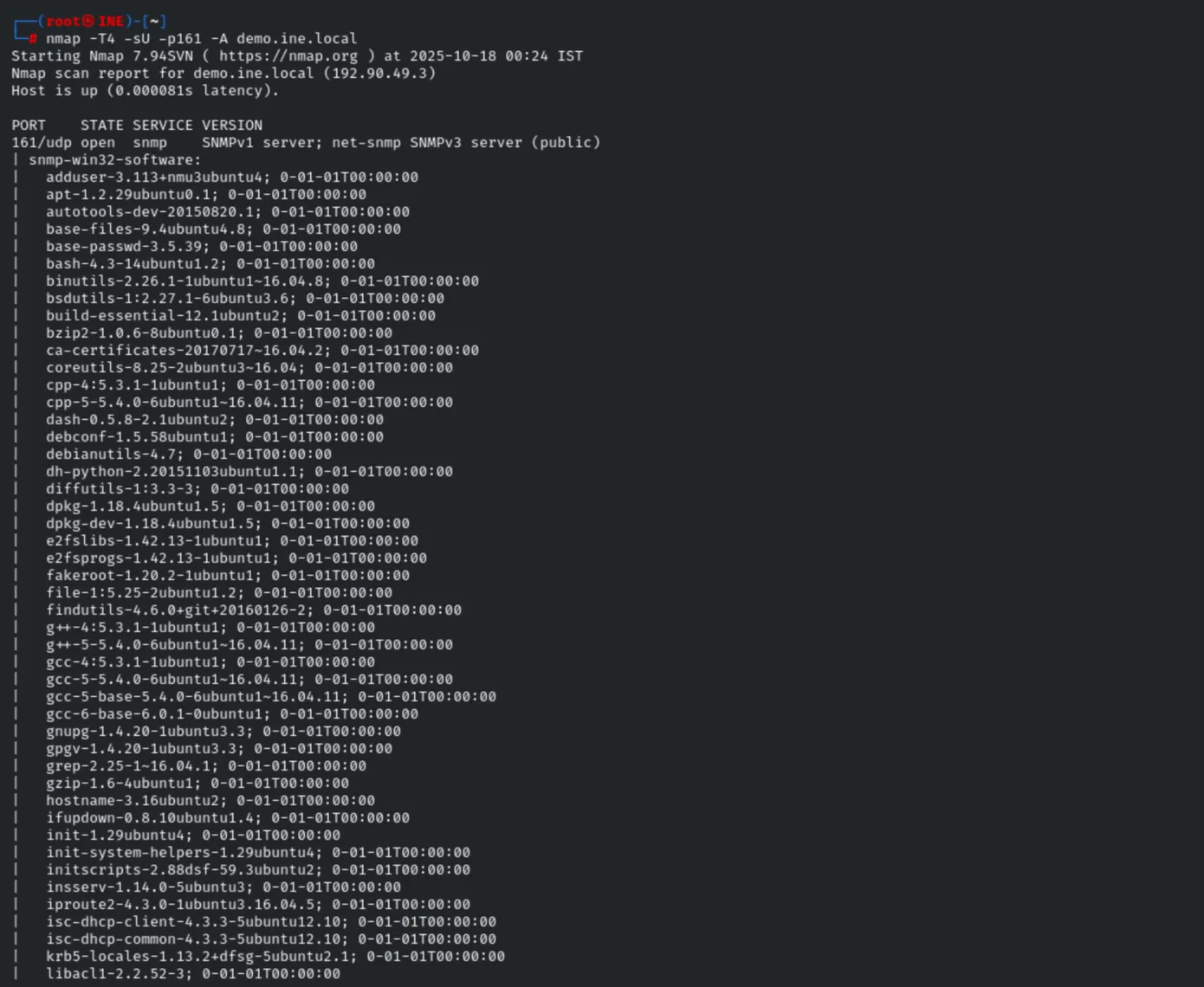 SNMP aggressive scan - installed software