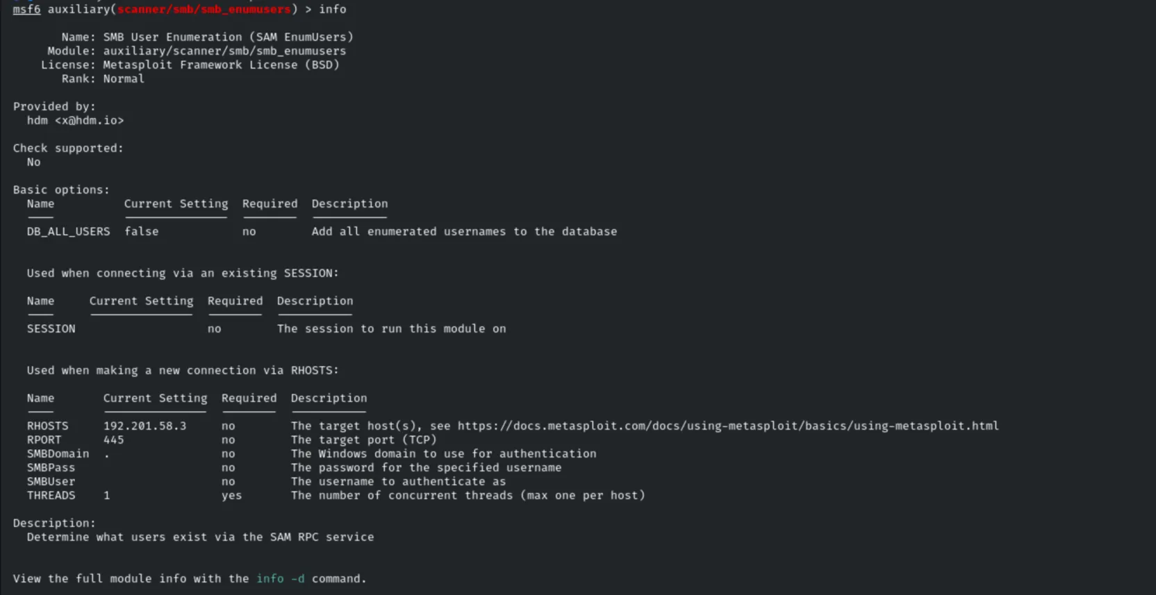 smb_enumusers module info
