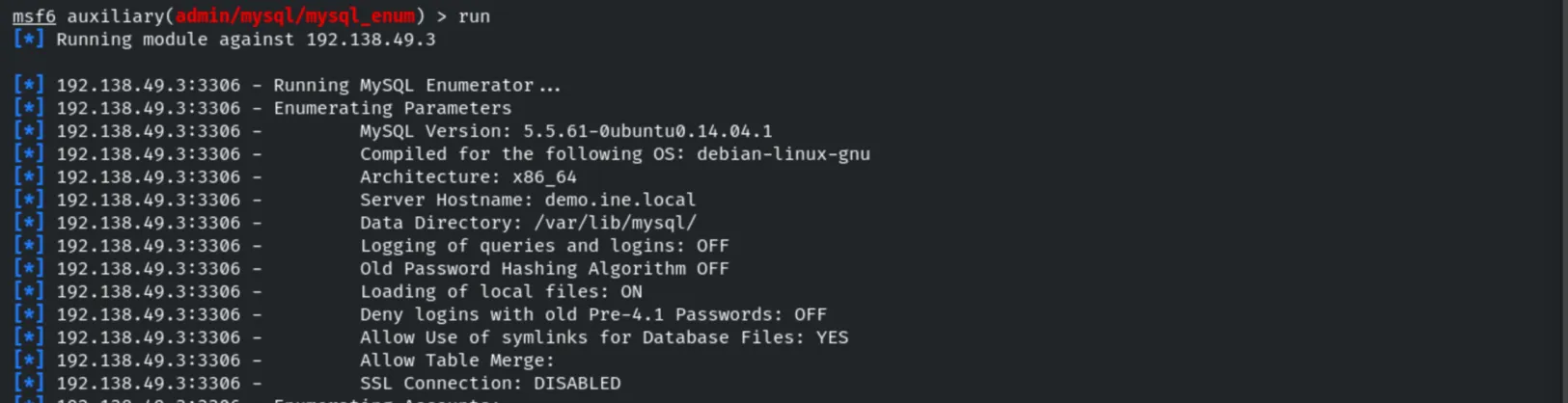 mysql_enum - server parameters