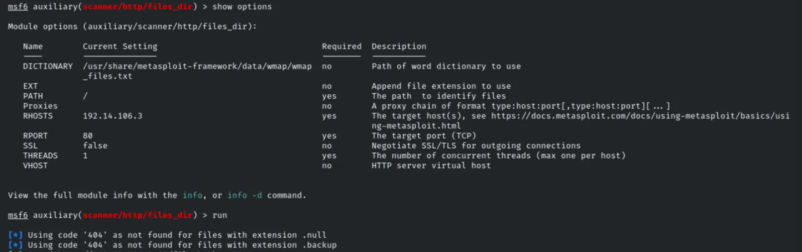 files_dir module options and execution