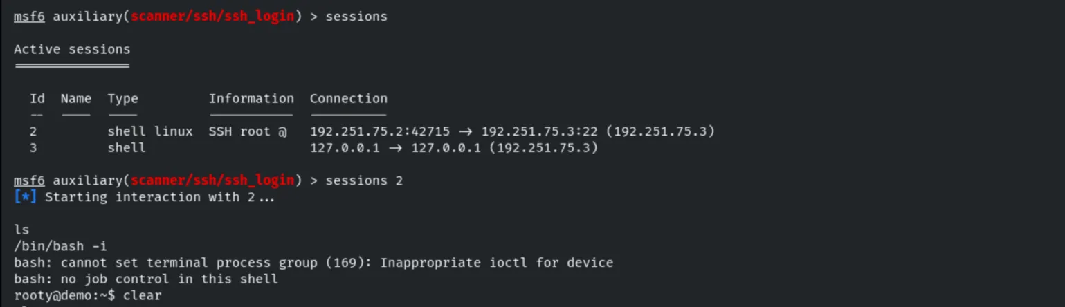 Interacting with an SSH session