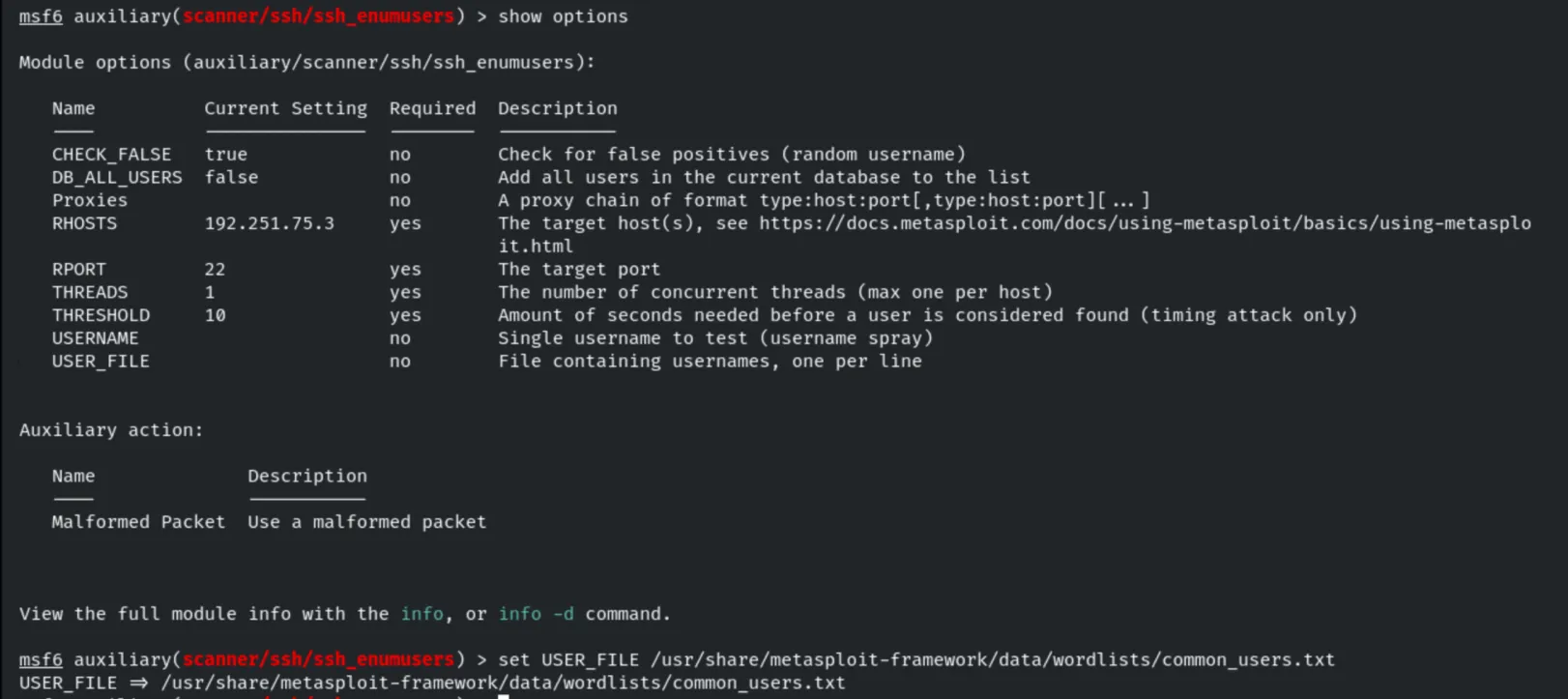 ssh_enumusers module options