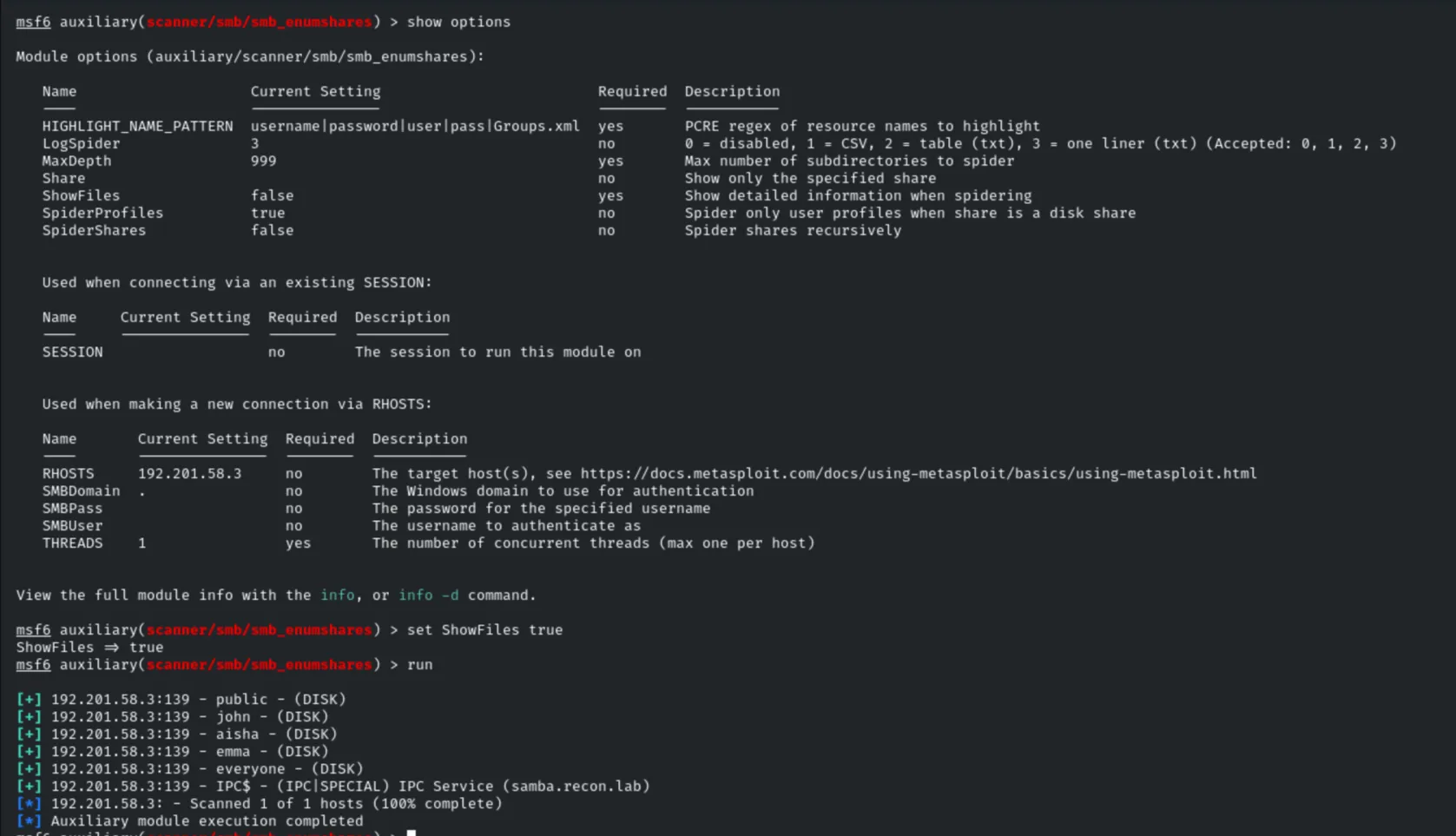 smb_enumshares results