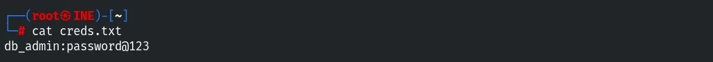 Database credentials in creds.txt