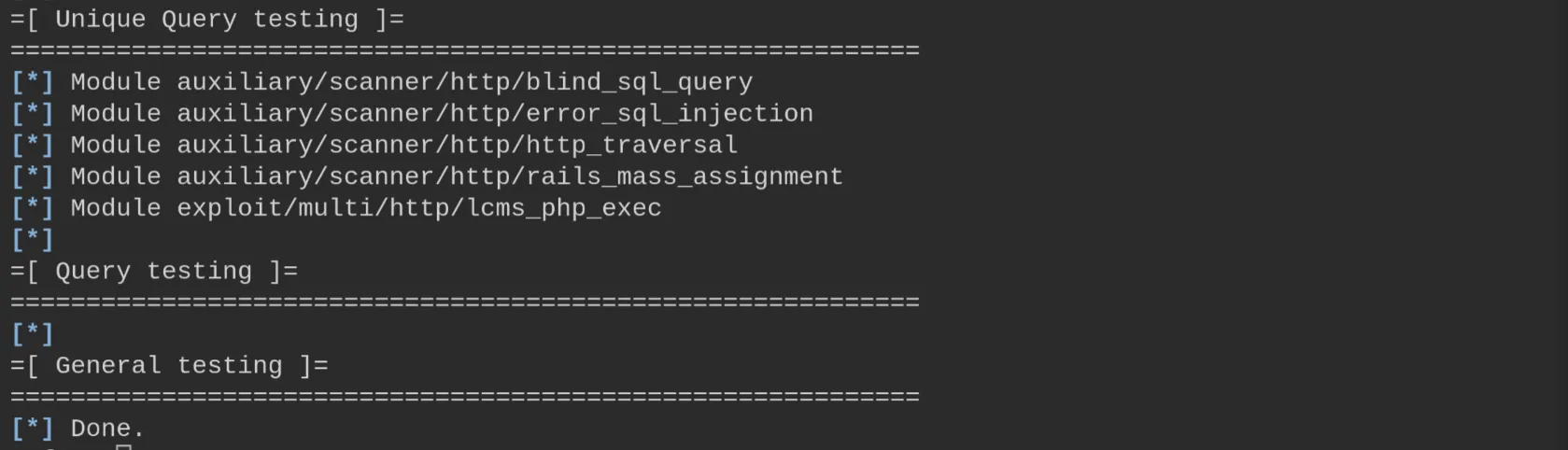 Query and General testing modules